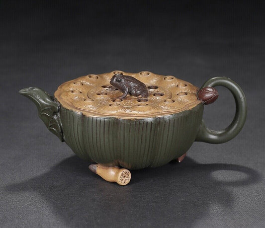 Chinese Zisha Purple Clay Teapot Handmade Frog Tea Pot Exquisite