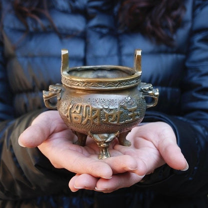 Buddha Worship Copper Felicitous Wish of Making Money Word FU Incense Burner
