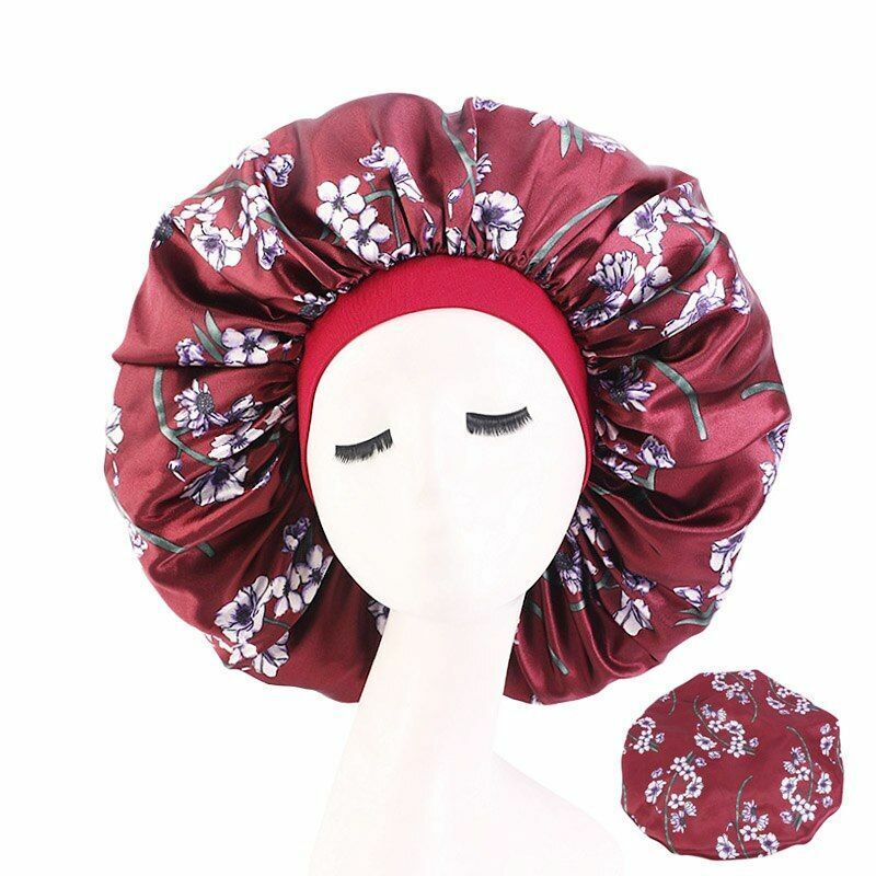 Sleep Night Cap Big Size Beauty Satin Silky Bonnet Head Cover Hat Curly Springy