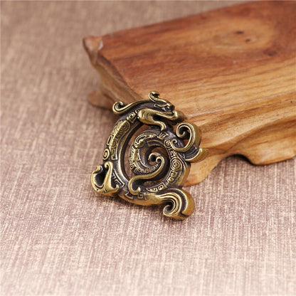 Pure Brass Beast Dragon Incense Holder Animal Figure Miniature Tea Pet Ornament