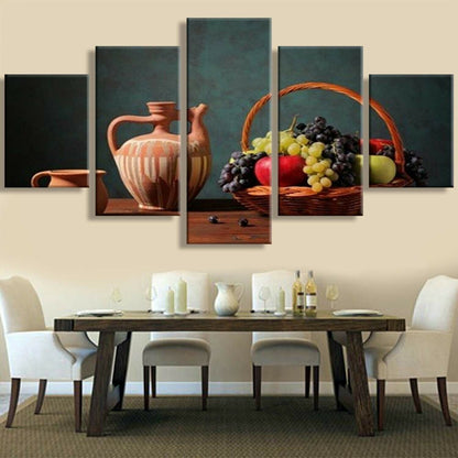 5 Piece Canvas Paintin Fruit Still Life Poster Print Home Room No Framed