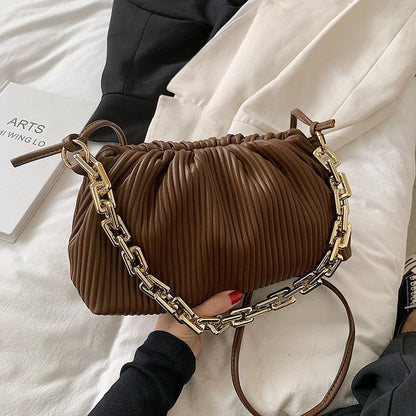 Pleated Underarm Shoulder Bag Gold Chain Cloud Bags Crossbody Hobos Clutch Purse