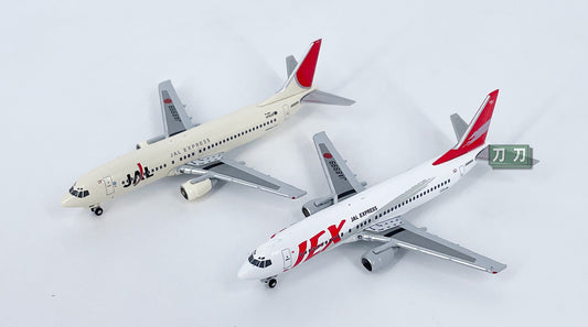 2PCS 1:400 JAL JEX BOEING 737-400 Plane Airplane Diecast Aircraft Model