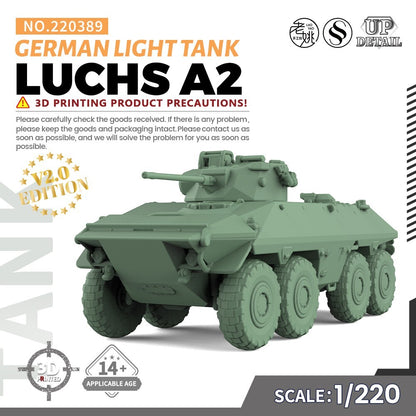 SSMODEL SS220389 1/220 Military Model Kit German LUCHS A2 Light Tank