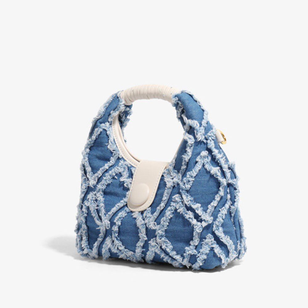 Cute Small Crossbody Shoulder Purse Denim Handbag Blue White Fashion 20*8*15 CM