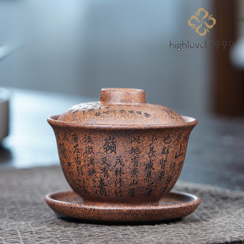 250ml Tradition Yixing Purple Clay Handpainted Gaiwan Tea Tureen Kungfu Teaware