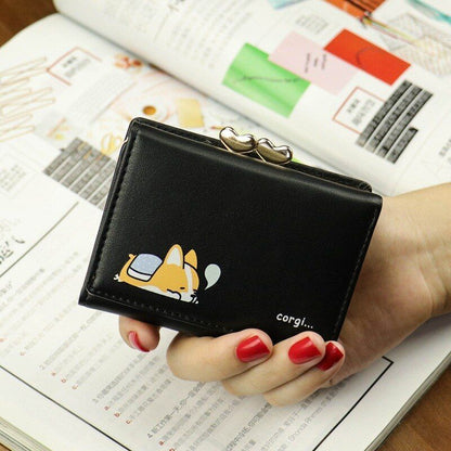 Women Wallet Small Cute Bag Short Leather Purse Clutch Polyester 3*8.5*10.5 CM