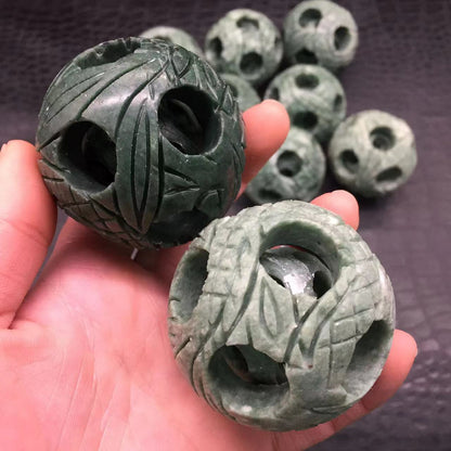 Natural Xiu Jade Quartz Carved Exquisite ball&Stand Healing Reiki Decoration 1PC