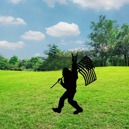 HelloYoung Bigfoot Metal Garden Stakes 1pc Patriotic Sasquatch Yard Art