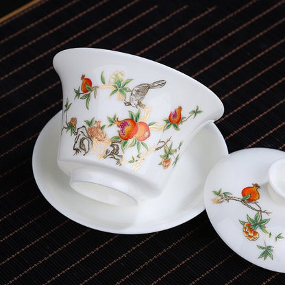 Chinese Complete Tea Set Porcelain Gaiwan Tureen Matching Tea Cup Pitcher Filter