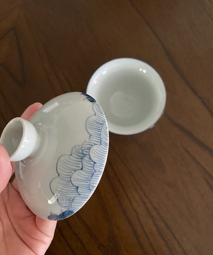 120ml Chinese Porcelain Gaiwan Hand Painted Lotus Tea Cup Bowl Kung Fu Tea Set