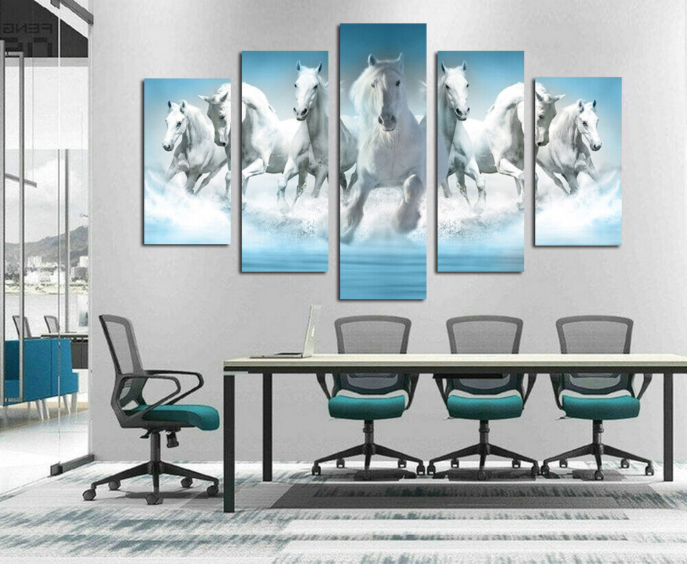 Galloping Horses Running Animal 5 Pieces Canvas Print Wall Art Picture Home Deco
