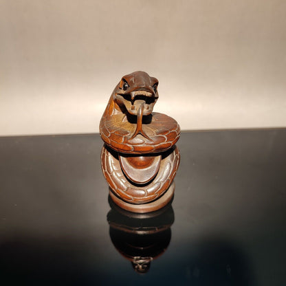 sculpture carving home decor living room wood carvings wooden scary snake statue