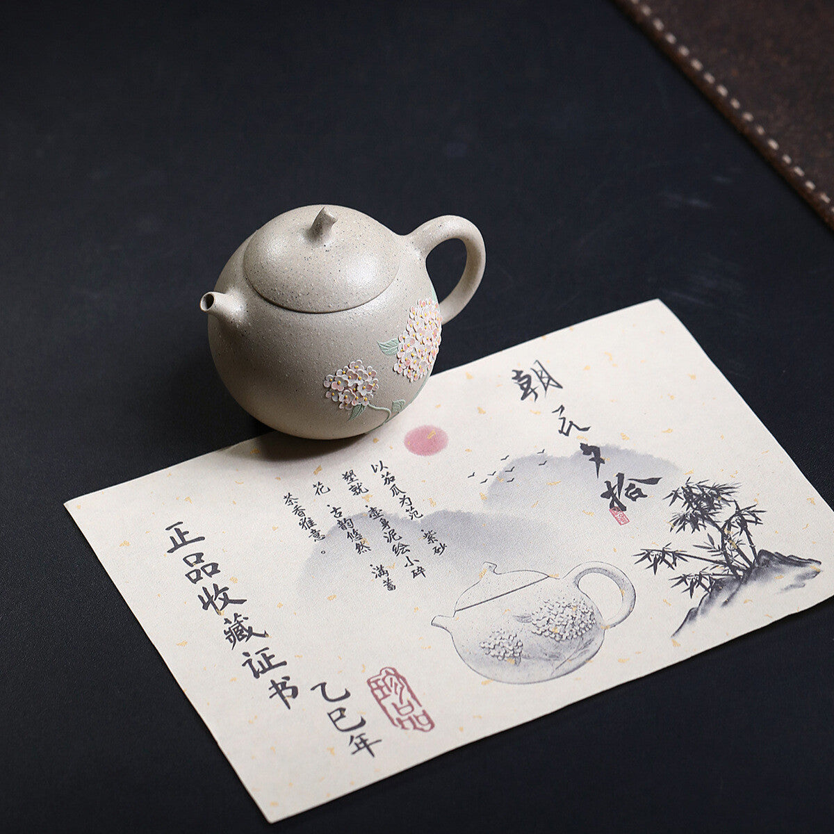 China white duan clay yixing zisha tea pot floral relief handmade tea pot marked