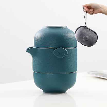Portable Tea Set With Bag For Travel Pottery Tea Pot Ceramic Cup Kungfu Teasets