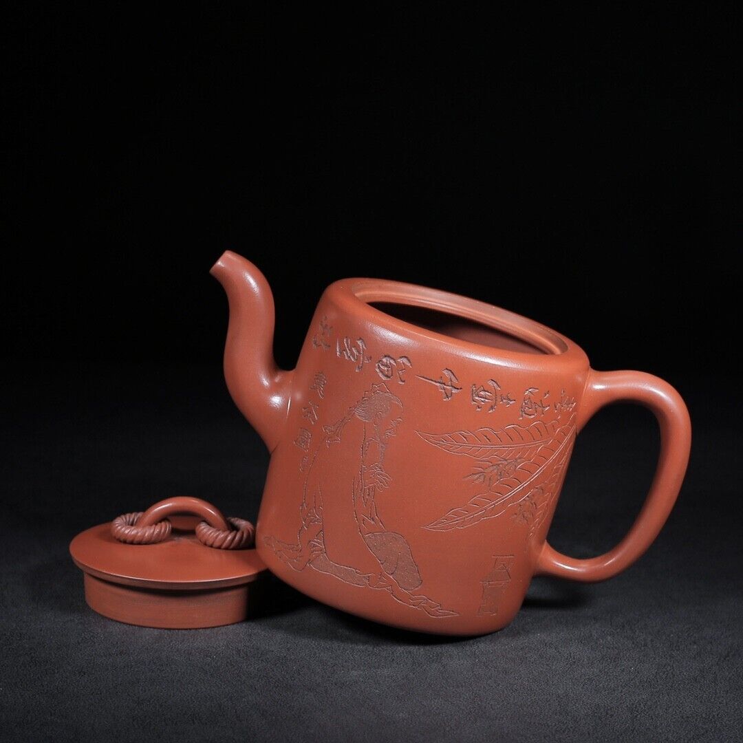 l-0Chinese Yixing Zisha Clay Handmade Exquisite Teapot （双圈 底款：景舟制壶）