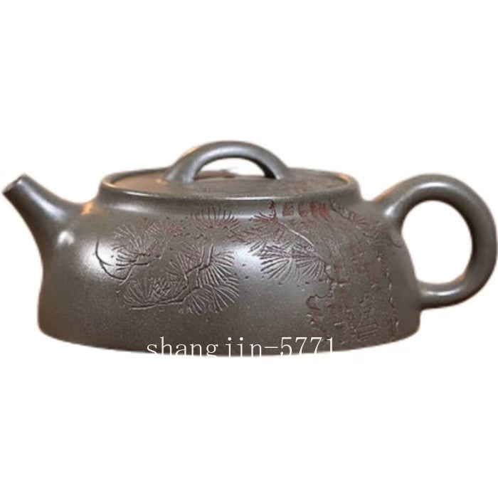 Chinese Tea Pot Handmade Carved Real Yixing Zisha Old Duan Clay Master Pot 190ml