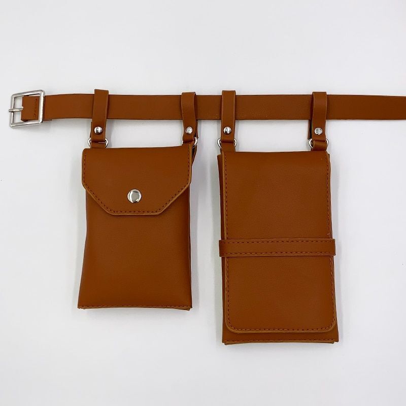 2 PCS Women Belt Bag Leather Flap Fanny Pack Shoulder Crossbody Chest Bag Purse