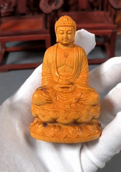 Wooden Buddha Figures Buddhist Small Statue Aesthetic Room Ornaments Decoration