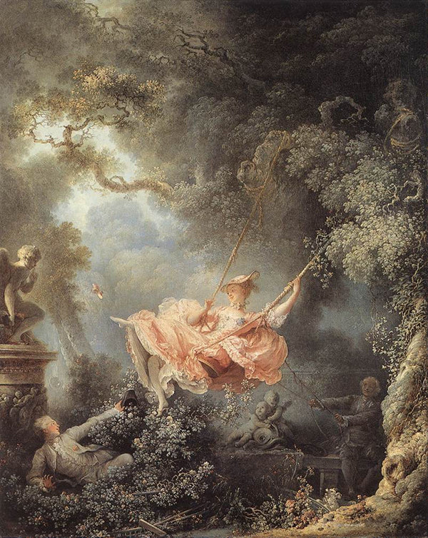 Dream-art oil painting The Swing - Young lady and men playing swing in landscape