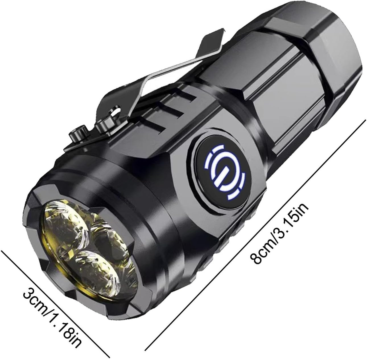 2PCS Three-Eyed Mini Flashlight Flash Super Power Waterproof Outdoor Travel