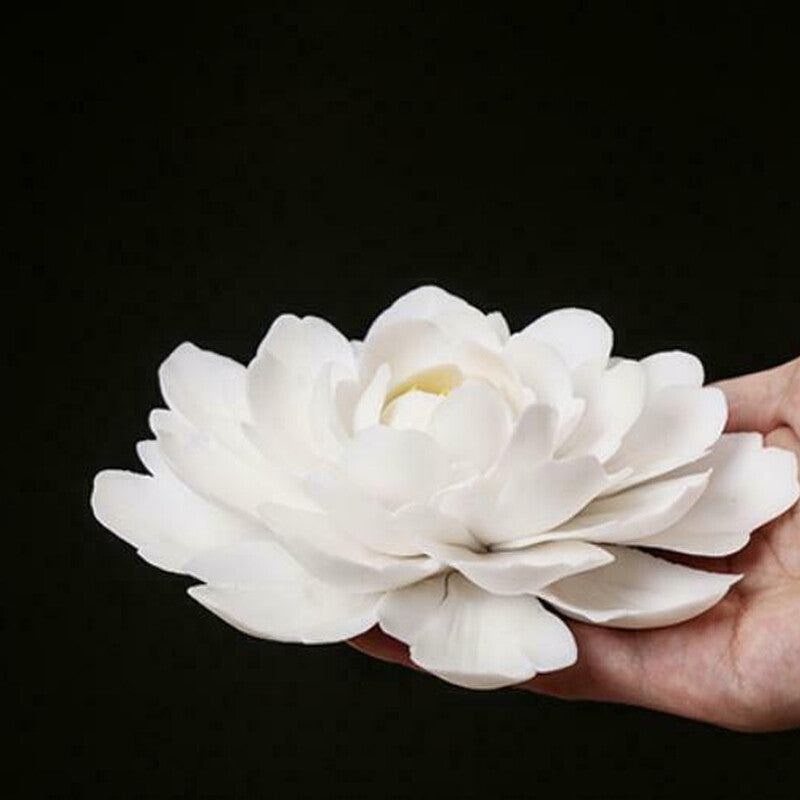 Exquisite Chinese White Ceramics Lotus Flower Statue Incense Burner 11*5.5cm