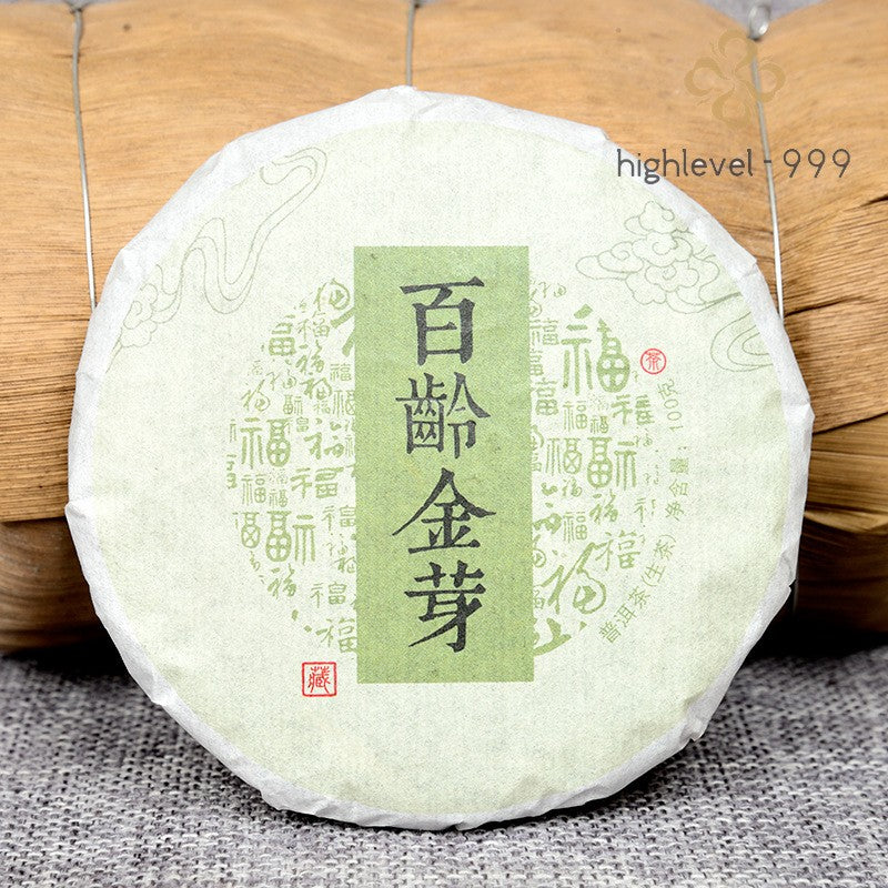 100g Raw Pu'er Tea Cake Yunnan Ancient Tree Golden Bud Early Spring Dried Tea