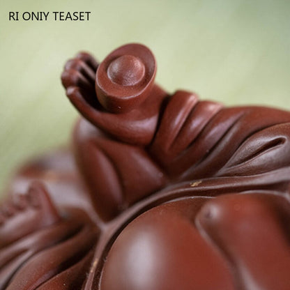 5.3" Buddha Monk Figurine Ornament Yixing Purple Clay Tea Pet Handmade Sculpture