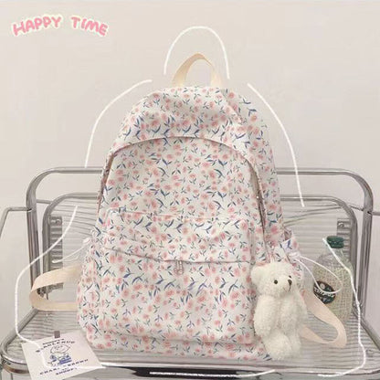 Travel Bag Sports Bag Female Bag Girls School Bag Backpack Cute Ins Floral
