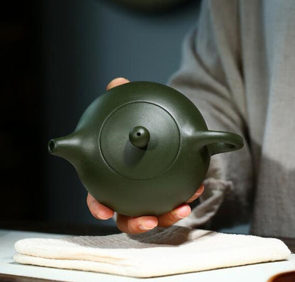 200ml Yixing Handmade Xishi Pot Zisha Raw Ore Green Clay Teapot Tea Set