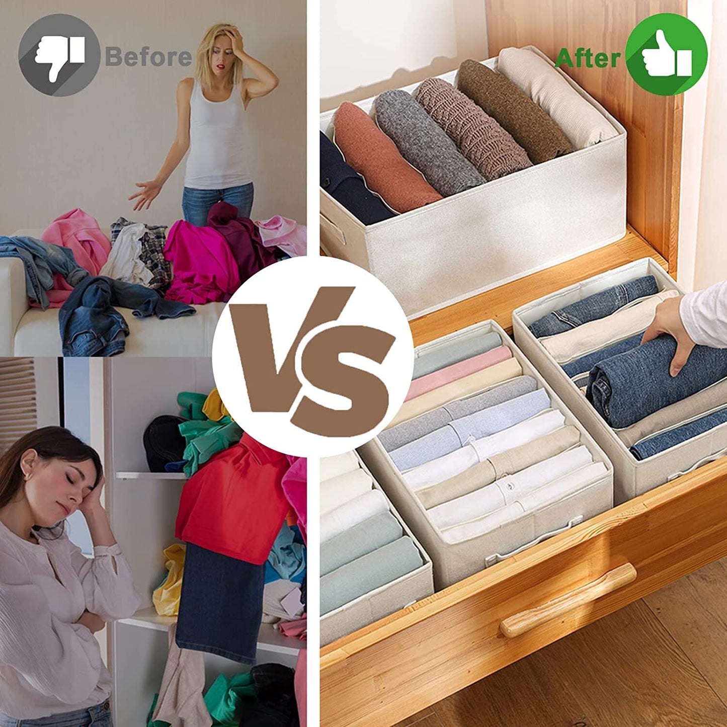 Wardrobe Clothes Organizer Jeans Compartment Storage Box Foldable Drawer AU HOT