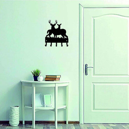 Deer Key Rack Hanger Wall Mounted Hook Up Wall Stickers Metal Pendant Wall Art
