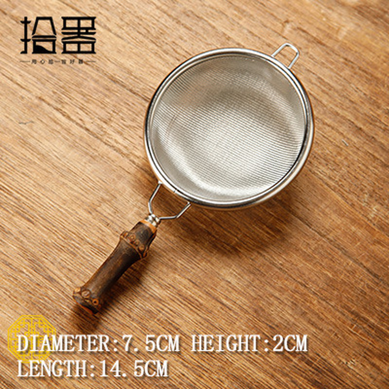 Japanese style bamboo handle tea strainer stainless steel tea strainer creative
