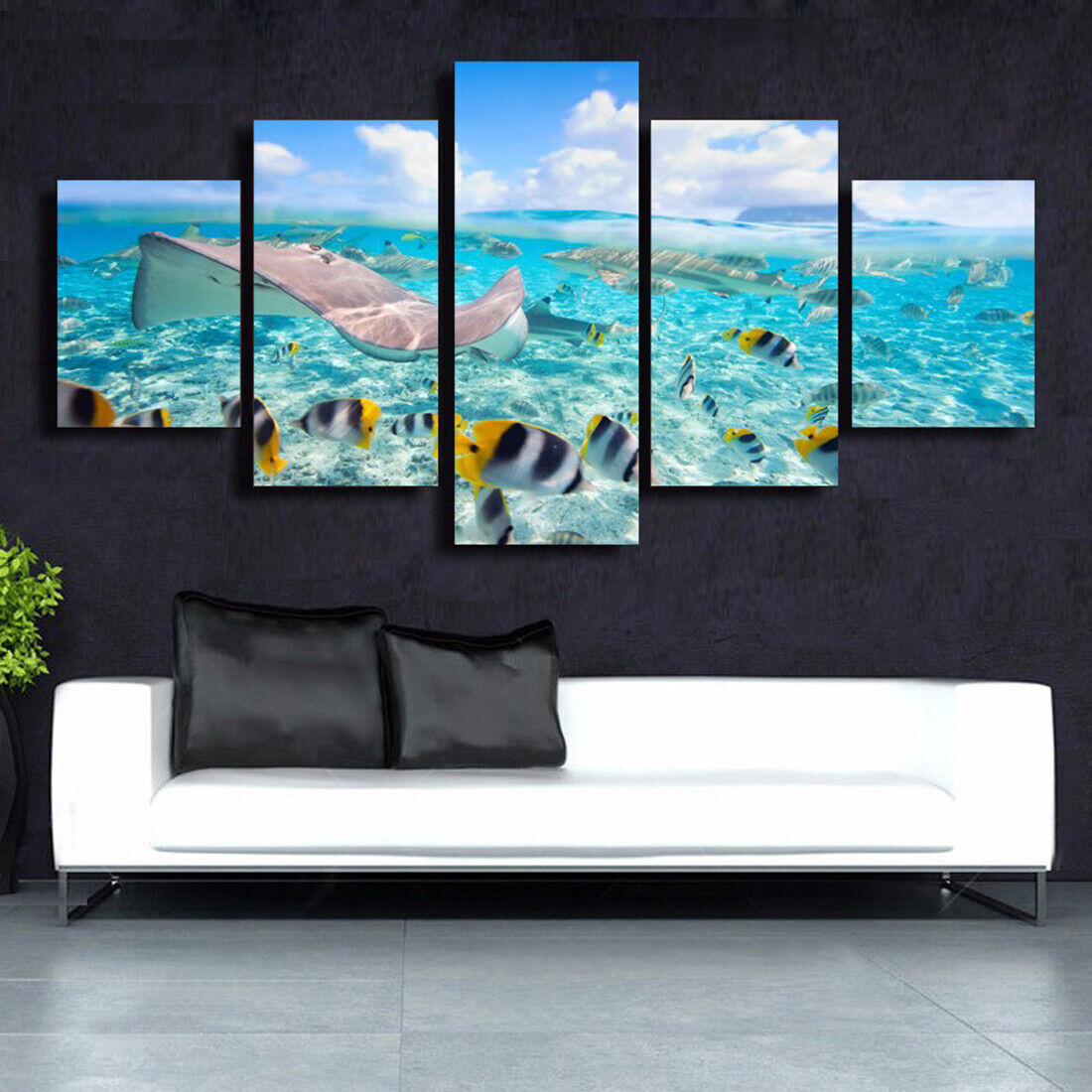 5 Pieces Underwater world Canvas Wall Art Poster and Print Living Room No Framed