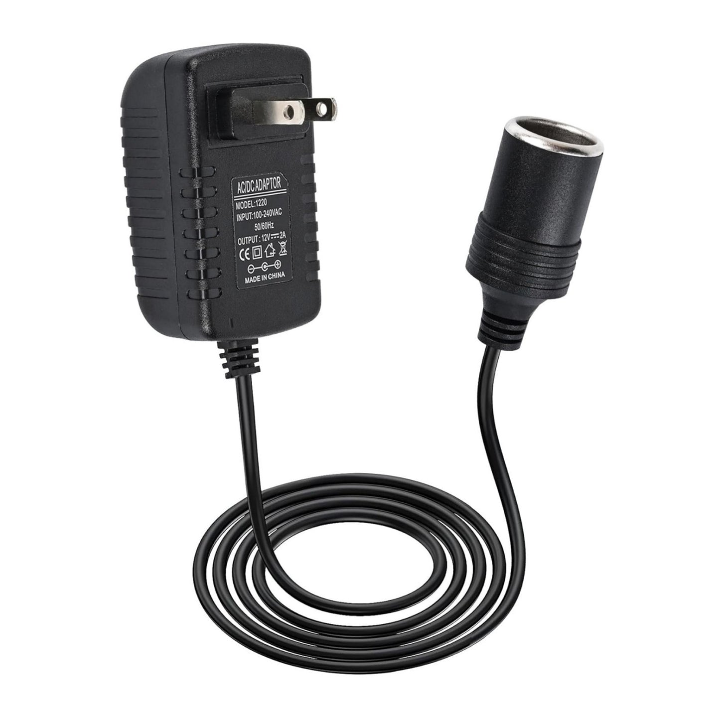 12V-2A Standard US 2-Pins Plug Car Cigarette Lighter Converter Socket Adapter