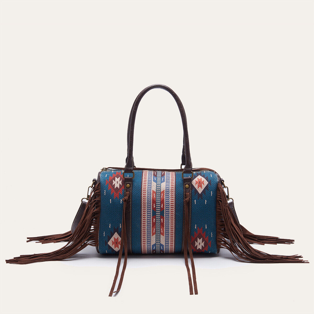 Celela Retro Handwoven Tassel Cotton Shoulder Handbag Women Square Small Bag
