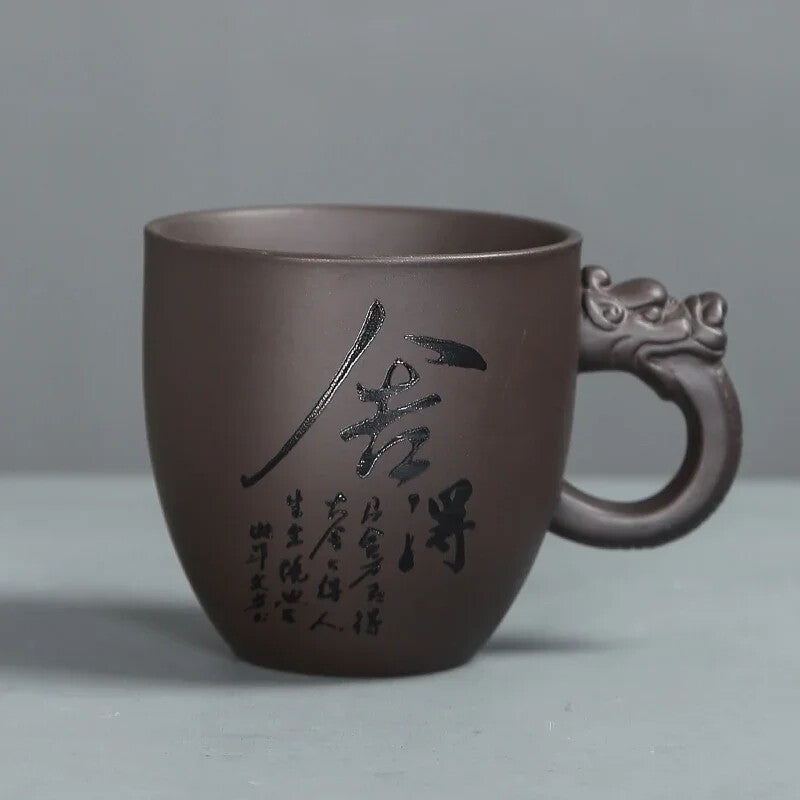 Tradition Purple Clay Teacup with Handle Tea Cup Customized Household Tea Sets