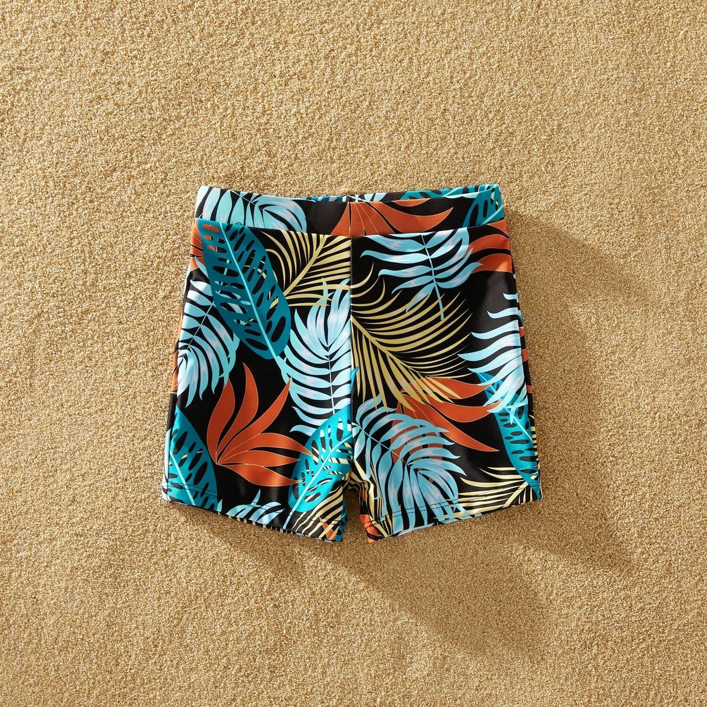 Summer Family Swimwear Solid Top Floral Print Shorts Matching Swimsuits Outfits