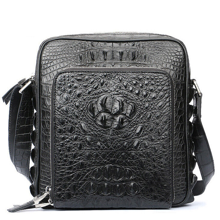 Handcrafted 100% Crocodile Skin Leather Shoulder bag Men's Multifunction handbag
