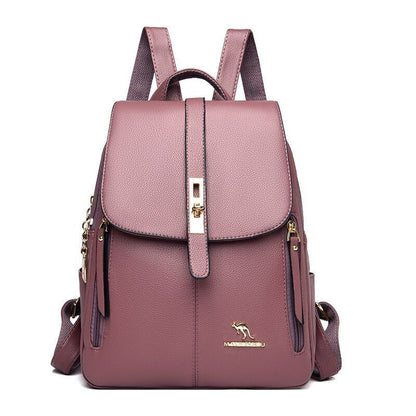 Synthetic Leather Backpacks Shoulder Bag Travel School Polyester Zipper Softback