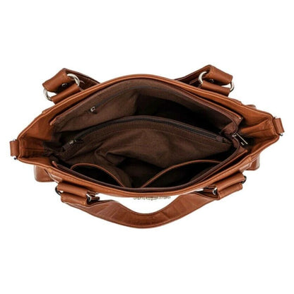 Concealed Carry Women Shoulder PU Leather Tote Crossbody Handbag Purse Bag