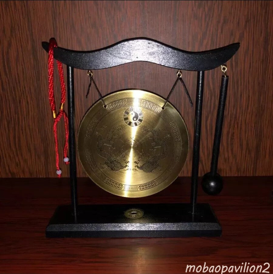 Zen Taoist Double Dragon Bronze Fengshui Gongs HomeDesign