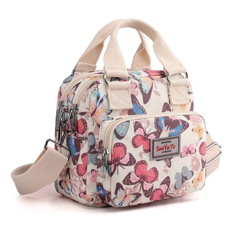 Floral Pattern Women Small Shoulder Bag Waterproof Nylon Handbag Messenger Bags
