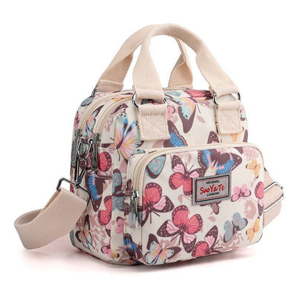 Floral Pattern Women Small Shoulder Bag Waterproof Nylon Handbag Messenger Bags
