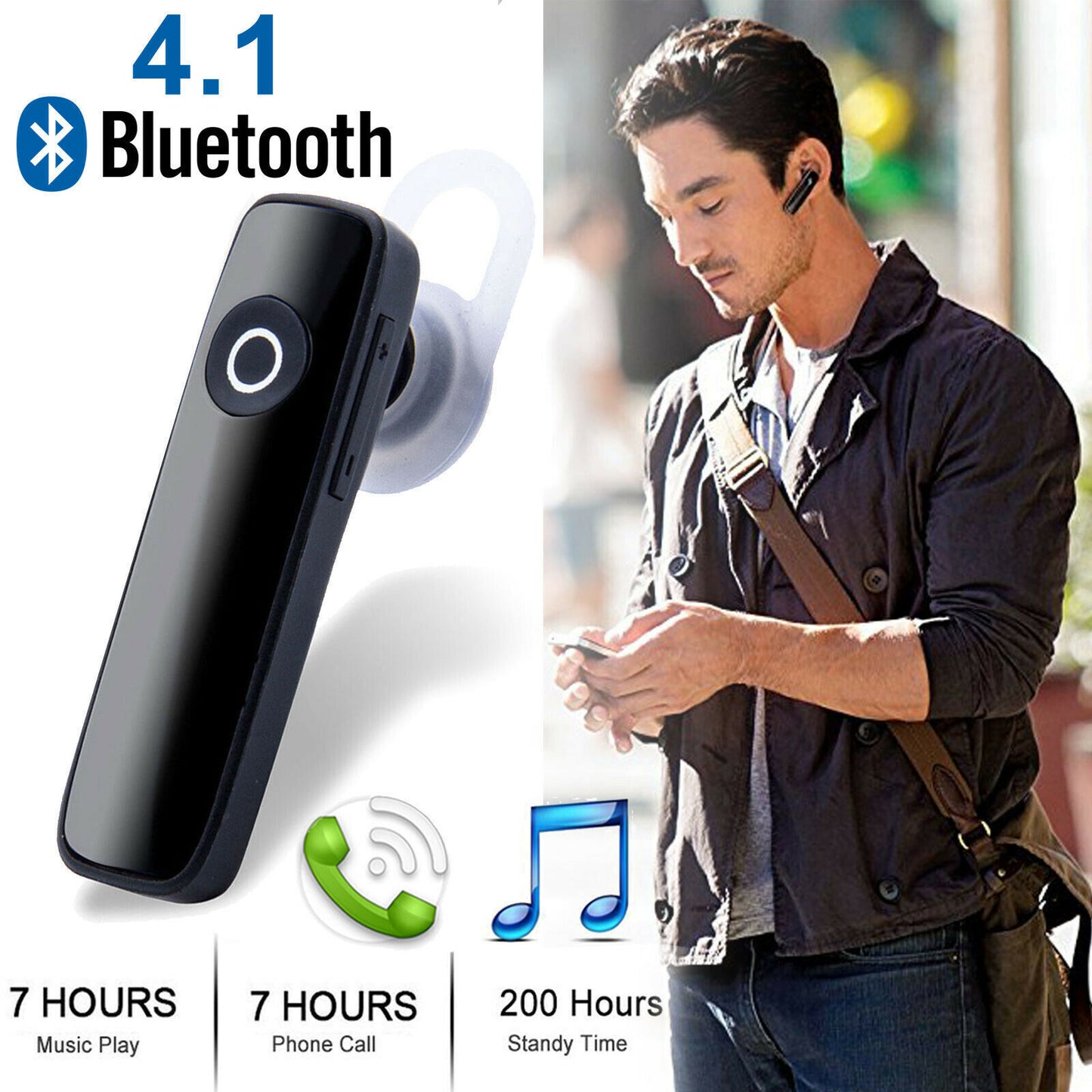 Bluetooth Headset Wireless in-ear Stereo Headphones Audifono Auriculares Single