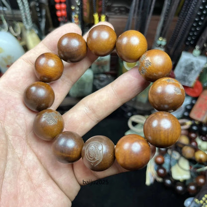 20mm Lightning Strike Wood Jujube Wood Bracelet Taoist Hand String Amulet Beads