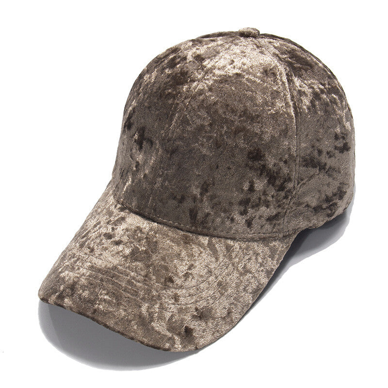 Lady Men Velvet Baseball Cap Solid Velour Sun Hat Adjustable Casual Outdoor Chic