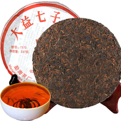 Puer Cooked Puerh 357g China Ripe Pu-erh Tea YunnanMenghai Dayi Classic 7572 Tea