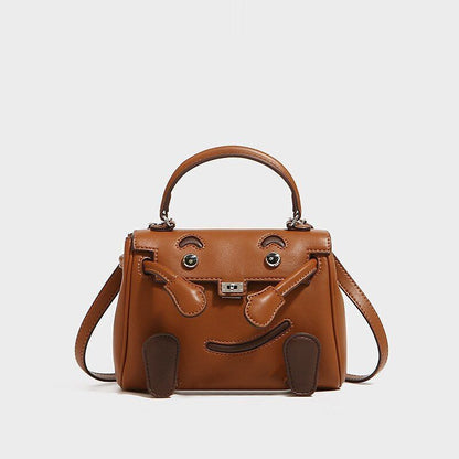 Polyester Split Genuine Leather Bag Small Shoulder Messenger Handbag 19*7*15 Cm