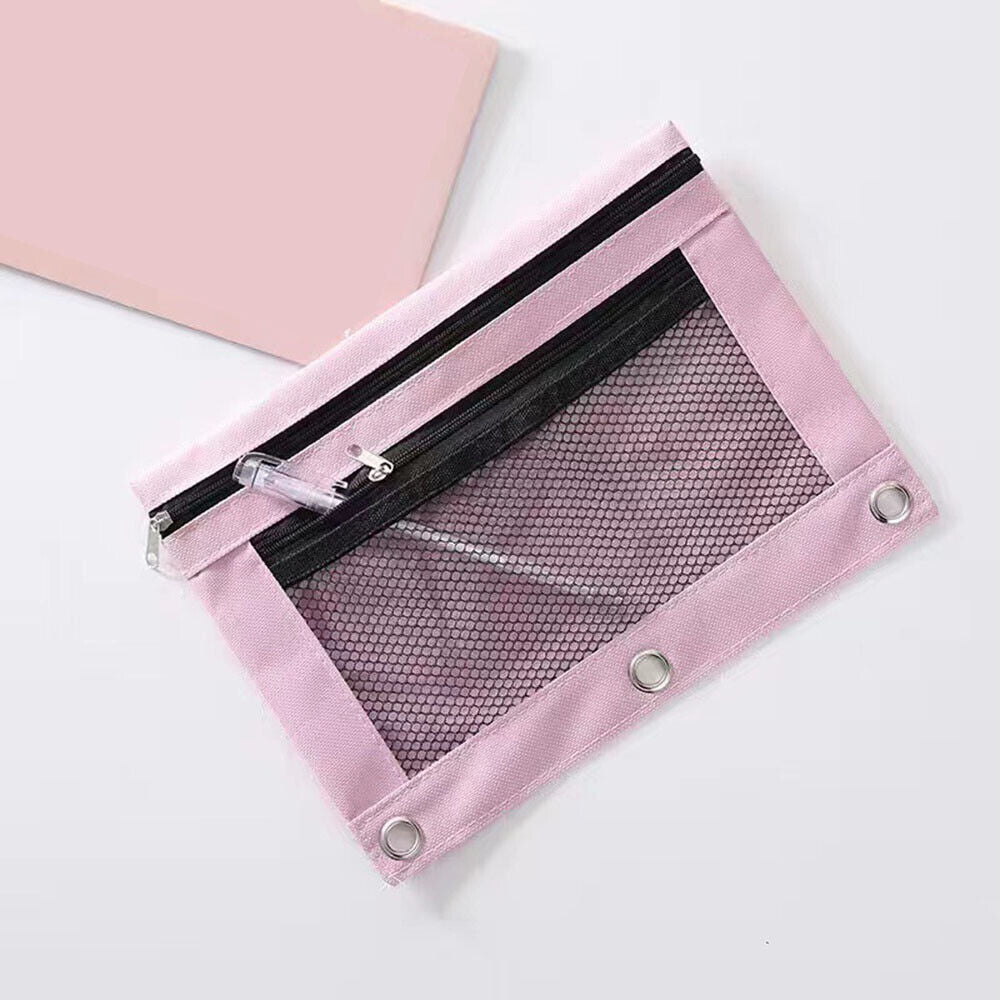 Mesh Pencil Pen Case Zipper Travel Pouch Cosmetic Bag Storage Stationery ಇ
